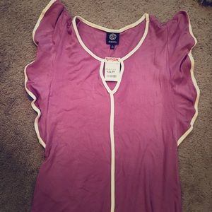 Purple flutter sleeve blouse